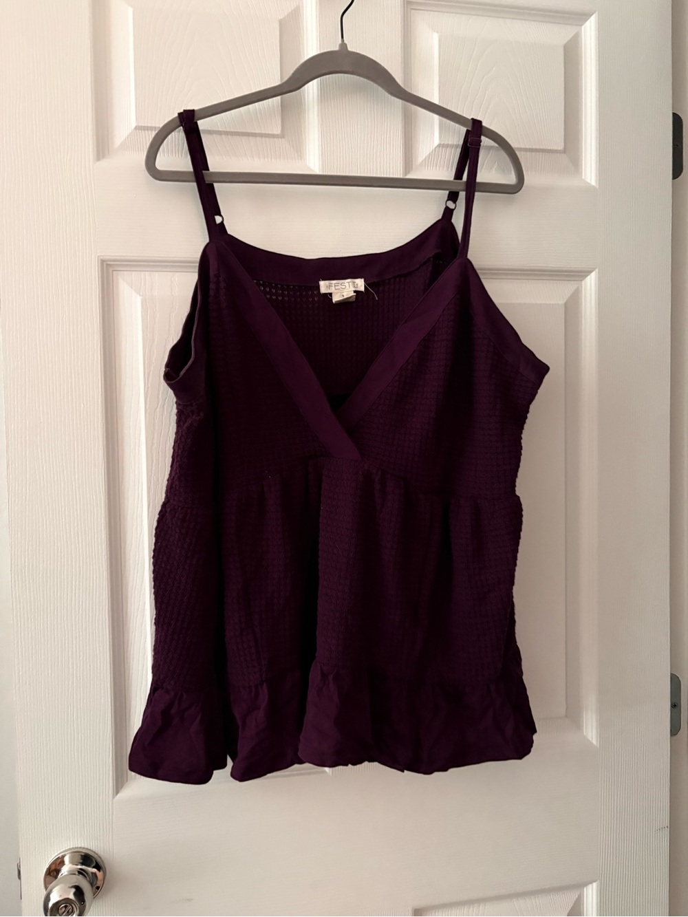torrid Plum Sleeveless V-Neck Ruffle Festi Tank
